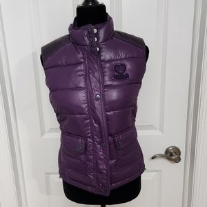 Coach Poppy Purple Leather Embellished Rare Puffer Vest